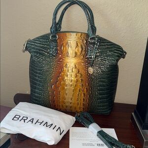 NWT BRAHMIN Large Duxbury Satchel Bayleaf Ombré